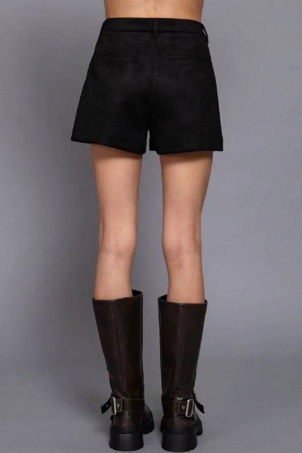 Shorts Efecto Gamuza Con Pretina Ancha Para Mujer – Modelo P14661 — vista 3