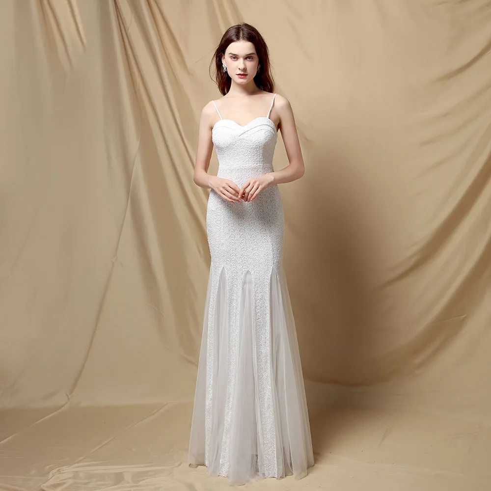Vestido De Noche De Tirantes Con Escote Corazón Y Falda De Tul - EV436