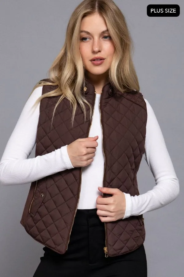 Chaleco Casual Acolchado Marrón Con Cierre Metálico Para Dama – Modelo J73542 — vista 3