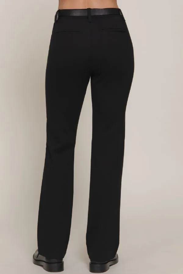 Pantalón Casual Recto De Tiro Alto Negro Con Cinturón – Modelo P14873 — vista 3