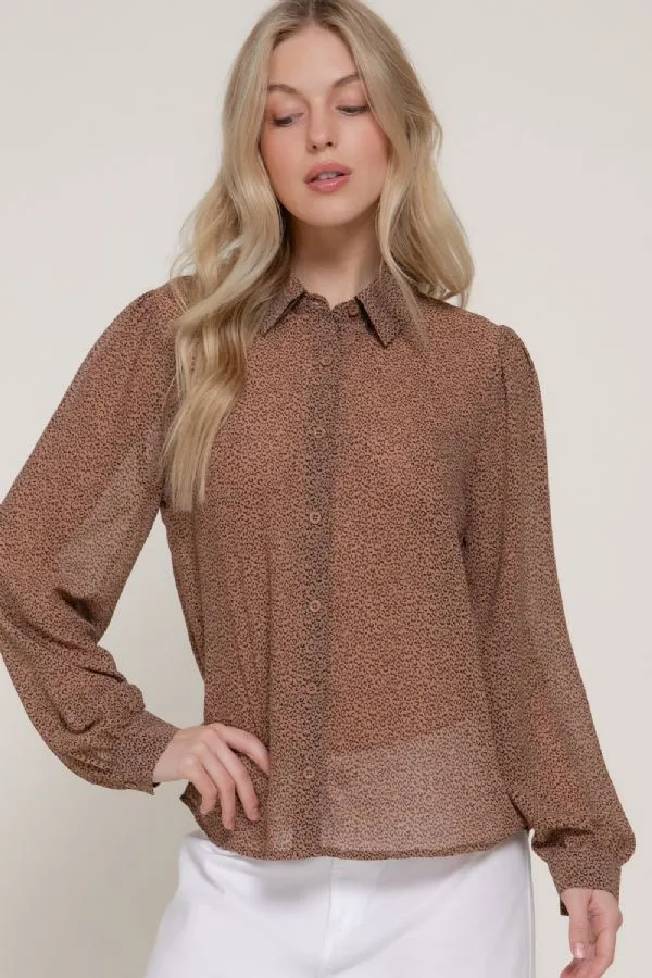 Camisa Casual De Mangas Abullonadas Y Estampado Animal Print Para Mujer – Modelo T14577 — vista 3